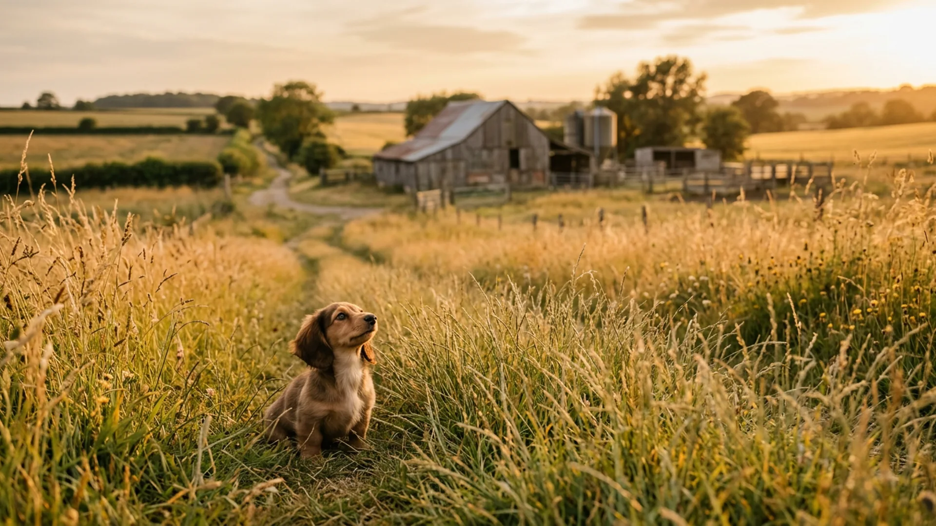 Miniature Dachshunds on the farm